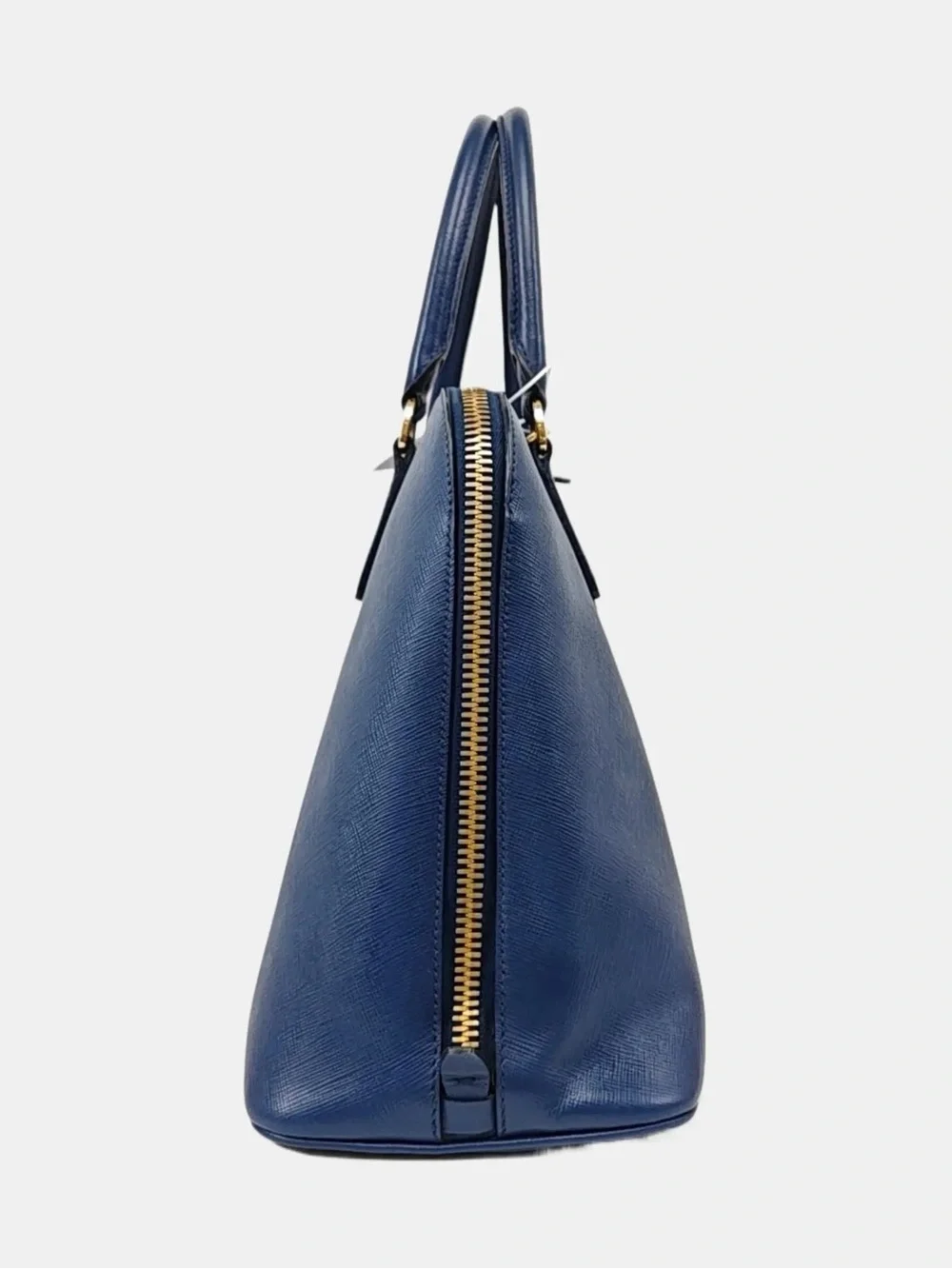 ♥️Prada Saffiano Large Blue Leather Promenade Dome Satchel with Gold Hardware♥️